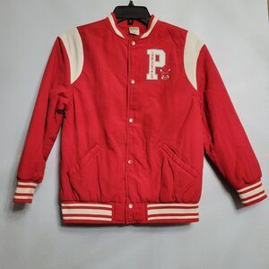 NWT Pokemon Gotta Catch 'Em All Red & White Varsity Jacket Snap Front Youth LG